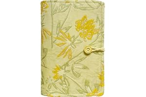ipoul Flower Embroidery Refillable Journal, A6 Binder 6 Ring, Small Refillable Notebook, Sketchbook, Travel Diary for Women, Teen Girl Gifts, Yellow Golden Bell, Budget Binder, Planner Binder