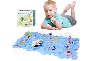 KADAYAYA Puzzle Track Toy Vehicle Playset for Kids Age 3-6 Slot Car Rail Track Jigsaw Toy for Toddlers 3 4 5 6 Years Plastic Puzzle with Rail Car Educational Toy Puzzle with Vehicle Gift for Kids 3-5