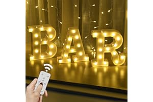 Rdutuok LED Marquee Letters Lights BAR Signs with Remote Control Letter Lamp Light Up Letters Decoration Battery Powered for BAR Pub Home Party Wedding Wall