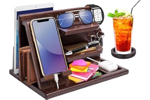 ALIVEBYTE Geschenke für Männer Geschenke zu Valentinstag Holz Telefon Dockingstation Nachttisch Organizer Valentinstag Vater Geburtstagsgeschenk für Männer Docking Station Geschenk Ehemann Geschenke für Papa
