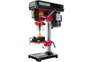 Arebos Trapano a colonna da banco 500 W | Posizione laser | 2.500 Rivoluzioni al minuto | Regolazione del banco: 45° – 0 – 45° | Velocità selezionabili: 5 | Mandrino dentato da 13 mm