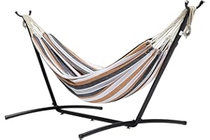 Amazon Basics Hamac en tissu avec support, Multicolore, 300 cm x 117 cm