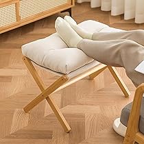 Bimiti Faltbarer Fußhocker Aus Bambus - Verstellbare Ottomane Mit Baumwollkissen