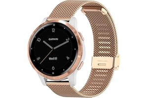 NEMUALL Bransoletka kompatybilna z Garmin Venu 2S/3S/Vivoactive 4S/Vivomove 3S, metalowy pasek do zegarka, stal nierdzewna, pasek zapasowy do Garmin Forerunner 255S/265S