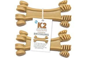 THE K2 YAK CHEW Dog Dental Treats Sticks Chews BRUSHUMS 3 Flavours Grain Free - Helps Fight Plaque & Tartar 65g (Peanut Butter & Banana (x2))