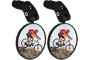 MSMXCS Bike Mirrors, HD Wide Angle and Large Bicycle Rear View Mirror 360 Degree Adjustable Convex Lens, 2 PCS