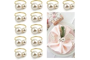Kesote 12 pierścieni na serwetki, złote klamry do serwetek z koralikami, w stylu vintage, dekoracja stołu na wesele, imprezę, Boże Narodzenie, urodziny