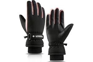 FAYHIJUN Waterproof Ski Mittens Women Men Winter Thermal (-30°F) Cold Weather Snow Ski Gloves Fleece Lined Warm PU Palm for Ladies Skiiing Snowboarding Cycling Running Hiking Walking Driving