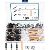 100 Stk Eccentric Furniture Connectors, Includes Eccentric Connection, Insert Screws, Plastic Nuts, Cam Ferrule, Wooden Pins