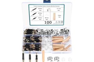 QJKEJI 100 pcs Connecteurs de Meubles Excentriques, comprend vis d'insertion, écrous en plastique, fixation de came, chevilles en bois, Kit de vis de fixation pour Meubles, Armoire