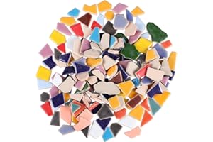 VILLCASE Ceramic Mosaic Tiles, Broken Ceramic Tiles Pieces Irregular Glazed Mosaic Pieces Stones, Ideal for DIY Crafts Art Projects Home Decor