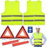 Hengrongshen 2 Piezas Chaleco Reflectante, 2 Piezas Triangulos Coche Homologados y un Señal de Estacionamiento Temporal de Au