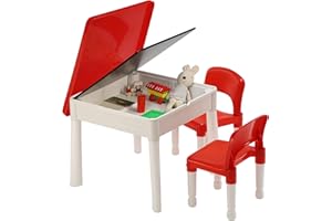 LIBERTY HOUSE TOYS Liberty Children's 6-in-1 Play Multi-purpose Red and White Activity Table, Ideal Size