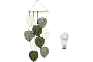 Bssowe Väggdekoration konsthantverk bakgrund, väggdekoration boho, gobeläng med träpärlor och grön, makramé vägghängande utom