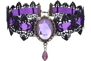 Gilieyer Collana Girocollo In Pizzo Accessorio Per Festa Di Nozze Punk Rock Gotico Lolita Retro Vittoriano Vampiro Punk Ciondolo Collana Nero Chocker Gioielli per Donne Halloween