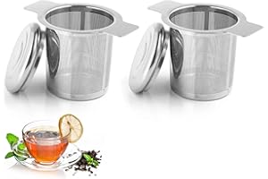 Steharlly 2Pcs Filtre à Thé Trou Fin Acier Inoxydable, Infuseur à Thé Passoire à Thé avec Poignées et Couvercle,Passoire à Thé Passoire à Thé, Universel Passoire à Thé pour Mug Tasse Théière