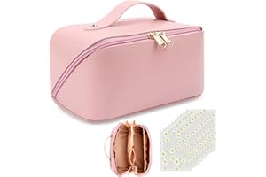 YOKILLY Organizador De Maquillaje Neceser Mujer: Neceser Maquillaje Bolsas De Viaje De Grande PU - Impermeable Estuche Organizador Maquillaje Mujer - Bolsa de Cosméticos de Viaje (Rosa)