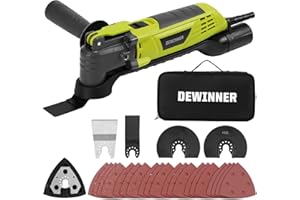 DEWINNER Outil Multifonction Oscillant, 300W Outils Oscillants, Angle Oscillant 3 °, 6 Vitesses Variables 15000-22000RPM, 28 Accessoires, Multi Outil Oscillant pour Couper, Poncer, Gratter, Scier