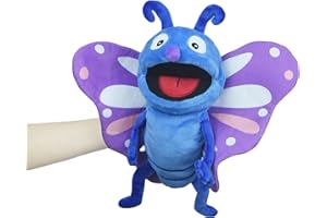 Tiny Heart Marionetas Mano Mariposas Animal de Peluche con la Boca de Trabajo Lindo Suave marioneta de Peluche para niños Storytelling enseñanza imaginativa Preescolar Mostrar Juego de Roles Regalos