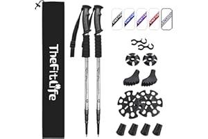 TheFitLife Wander- und Trekkingstöcke - 2er-Pack mit Antishock- und Schnellverschlusssystem, teleskopierbar, superleicht für 