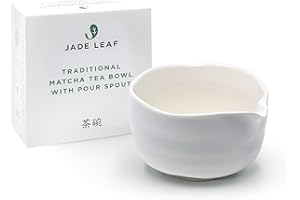 Jade Leaf Matcha - Ciotola da tè tradizionale in porcellana con beccuccio - Porcellana fatta a mano con smalto bianco opaco - Per un tè verde perfettamente sbattuto (510 g) - Ottimo regalo per gli