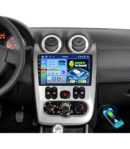 Autoradio Android 15 Pour Renault Logan / Dacia Duster – Écran 9 Pouces, CarPlay Sans Fil, GPS Intégré