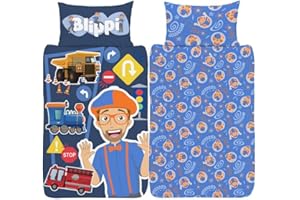 Blippi Pojedyncza poszewka na kołdrę - oficjalny zestaw pościeli dwustronnej - bawełna poliestrowa - Youtuber Tractor Song Design