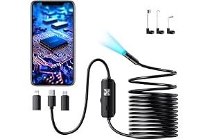 En endoskopisk kamera med en inbyggd ljuskälla, med åtta LED-lampor; en inspektionskamera med en kanal för iPhone; uppfyller