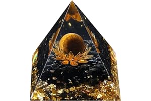 DIVANI Moonstone Crystal Pyramid - Tiger Eye Lotus + Obsidian Stone - Crystal Tower - Reiki Healing - 5cm