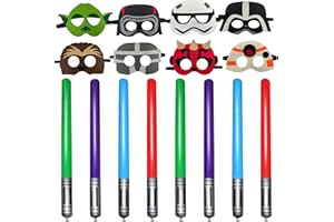 ELIE&EASON 8pcs Star Inflatable Lightsaber Balloons, 8pcs Mask, Inflatable Lightsaber, Party Favours Birthday Decorations, Party Bags Accessories, Dress Up Props