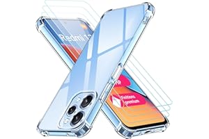 ivoler 4 in 1 Funda para Xiaomi Redmi 12 4G (No para Redmi 12 5G) con 3 Piezas Cristal Templado, Transparente Carcasa Protectora Antigolpes Case, Suave TPU Silicona Anti-Choques Caso