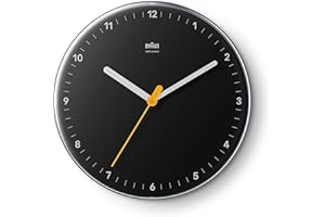 ‎BRAUN Braun Klassische Funk-Wanduhr mitteleuropäische Zeitzone (DCF/GMT+1) mit Schwenkwerk, leicht ablesbar, 23 cm Durchmesser in Schwarz, Modell BC26B-DCF.
