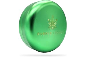 PURPLE LEGACY Scatola in alluminio ultra leggera, impermeabile, ermetica, diametro 55 x 24 mm, protezione dai raggi UV, per pillole, erbe aromatiche, spezie (verde viola)