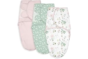 SOARWG KIDS Baby Swaddle Blanket Wrap, Baby Nursery Swaddling Set regolabile per neonati 0-3 mesi, morbido cotone organico per neonato, Baby Essentials per la bambina e il ragazzo, 4 pezzi