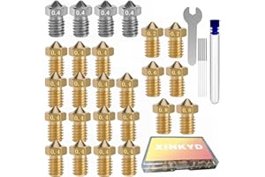 XIN-KYD Juego de 25 boquillas de Impresora 3D, latón + Acero Inoxidable Nozzle V6, Rosca M6, para filamento de 1,75, para Todas Las impresoras 3D Populares de V6 Hotend como Anycubic i3 Mega, Anycubic Chiron