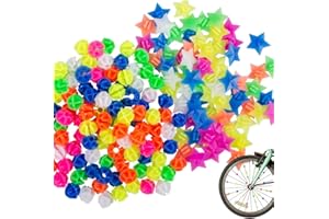 YuCool 180 Stück sortierte Farben Fahrradspeichen-Dekorationen, Fahrrad-Kunststoff-Clip, runde Perlen und Sternscheiben-Zubehör