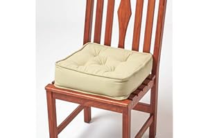 HOMESCAPES Sage Green Dining Chair Booster Cushion Large Firm 40 cm Square Seat Pad with Supportive 10 cm Thick Lift Luxury Soft Cotton Cushion For The Elderly, Post-Operative and Pregnancy