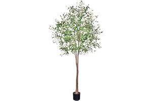 Leflos 210cm Olivo Revuelto Realista para Interior, sólo para Interior con Tronco Vivo, Ramas Ajustables y Aceitunas gordas, 1 Pieza