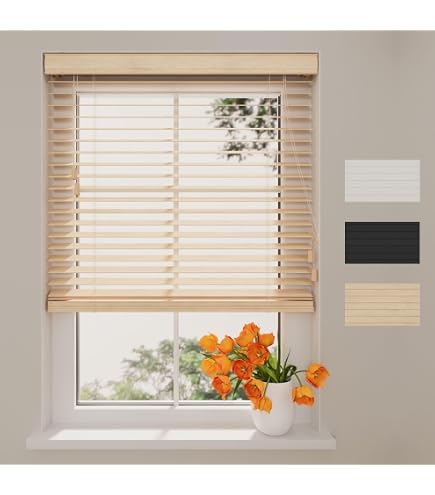 Produktbild von Radeco Holzjalousie Bambus 75x130cm - Innenjalousie Weiß 50mm Lamellen Fensterdekoration