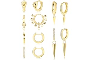 JeweBella 6 Paia Pequeños Pendientes Acero Inoxidable Mujer Oro Pendientes Hipoalergenicos Mujer Pendientes Aro Oro Mujer Pendientes Aro Colgantes Pendientes Conjunto Oro