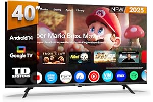 TD Systems - Smart TV 40 Pulgadas Full HD, Television TDT HD, Android 14 GTV, Modelo 2025, Televisor con 3 años de garantía - PRIME40K21GLE