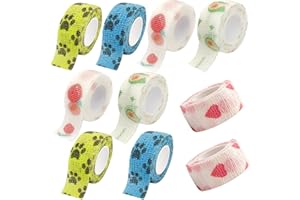 ASWEWAMT 10 Rolls Vet Wrap Cohesive Bandages, Colorful Dog Bandage Pet Wound Tape Self-Cohesive vet wrap Elastic Pet Bandage Wrap for Wrist Ankle Sprains & Swelling
