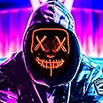 Purge Masks for Halloween,Led Light Up Mask Scary,for Costume Cosplay Festival Party, Christmas,Carnival,Glow in Dark (Aulinx-V-Red)