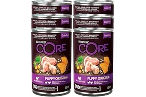 Wellness CORE Original Puppy, Pâtée pour Chiot de Toutes Tailles, 100% Naturelles, DHA & Huile de Saumon, Poulet/Dinde, 6 x 400 g