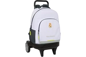 Safta REAL MADRID EQUIPACIÓN 25/26 - Mochila Grande con Ruedas, Compact Evolución, Extraíble, Ideal para Niños de Diferentes Edades, Cómoda y Versátil, Calidad y Resistencia, 33x22x45 cm