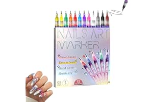 DITU 12 Farben 3D Nagellack Stift Set, Nail Art Markert, DIY Linie Nagelkunst Graffiti, Nagelspitze Nail Art Beauty Schmücken Maniküre Werkzeuge, Nagellackstifte Nageldesign für Weihnachten (1-12pc)