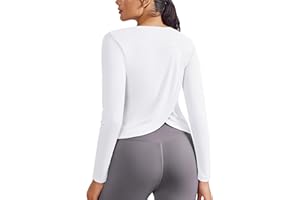 PINSPARK Damen Sportshirt Langarm Fitness Top UPF 50+ UV Shirt Funktionsshirt Workout Yoga Laufshirt Rundhals Sport Oberteile Atmungsaktiv Trainingsshirt für Running