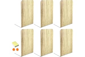 DIFIT Serre Livre, Presse Livre en Métal, 3 Paire Cale Livre, Bloc Livre pour Étagère, Serre Livres pour Livres Lourds, Serre-Livres pour Bureau/Famille, Imitation du Grain De Bois, 10x12x17cm