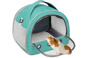 IDAHSOR Small Animal Carrier Bag - Guinea Pig Carrier Large Size,Portable Bag with Strap for Parrots Ferret Hedgehog Squirrel Chinchilla Sugar Glider, Breathable & Perspective (Blue)