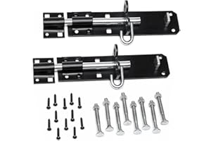 ZAVIA Brenton Gate Bolts Door Lock - 2 Pack 150mm (6”) Sliding Padbolt with Black Powder Coated Finish - Bolts for Wooden Gates, Garden Shed, Wooden Shed, Garage Door Lock